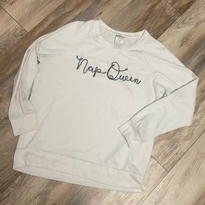 ‘Nap Queen’ Embroidered Loungewear Cozy, Soft Long sleeved top-women’s size 4/6